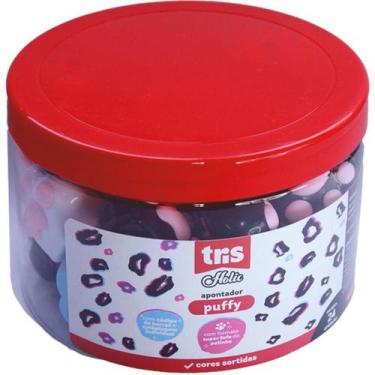 Imagem de Apontador com Depósito TRIS PUFFY Patinha 4 Cores Sortidas Pote com 24
