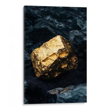 Imagem de Quadro Dourado Tesouro Oculto nas Rochas Negras - Mioquadros, 200x130 