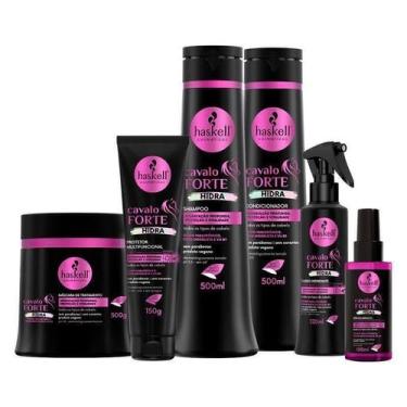 Imagem de Kit Cavalo Forte Hidra 500gr Completo Haskell (6 itens)  Hidratação Pr