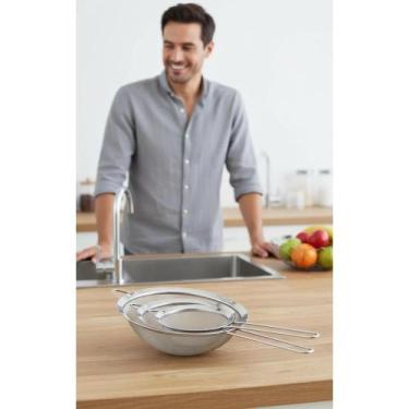 Imagem de Kit 3 Peneiras Aço Inox Cozinha Essencial Tamanhos Variados - Congratu