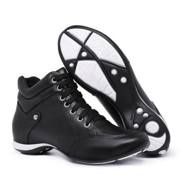 Imagem de Tênis Sneaker Feminino Couro Legitimo Botinha Confortável Treino Academia Casual-Feminino