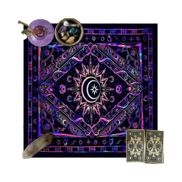 Imagem de Toalha De Mesa De Tarô Com Runas Das Fases Da Lua E Céu Estrelado, Toa