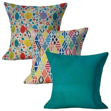 Imagem de Kit 3 Capas de Almofada Decorativas 45x45cm Zíper Invisivel - Love4hom