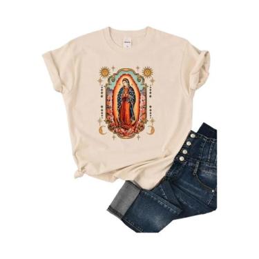 Imagem de Camiseta Feminina Casual De Verão Com Estampa De Nossa Senhora De Guad