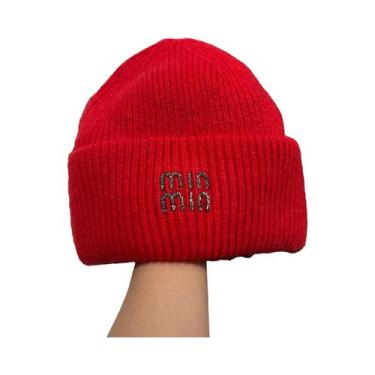 Imagem de Gorro Feminino Quente De Lã Com Strass E Pele De Coelho Genuína - Boné