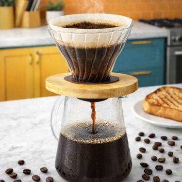 Imagem de Coador Café Em Vidro Suporte Madeira Filtro 102 - Dasshaus