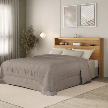 Imagem de Cabeceira Queen Mdf com Nicho e Led Aurora Carvalho Hanover