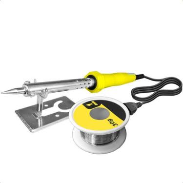 Imagem de Solda Ferro 60W 127V com Fio de Estanho Fluxo Interno para Eletrônica 