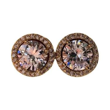 Imagem de Brincos De Cristal Redondos Femininos Da Moda (2 Peças)  Presente Para