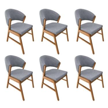 Imagem de Kit 6 Cadeiras de Jantar Madeira Maciça Débora Linho Premium - Estilo 
