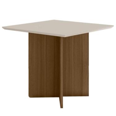 Imagem de Mesa De Jantar Retangular Tampo Chanfrado Sem Vidro 90cm Helô Poliman 