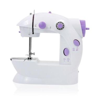Imagem de Mini Máquina De Costura Reta Portátil Bivolt Doméstica Compacta Branco