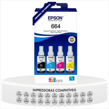 Imagem de Multipack Kit Refil Tinta Original Epson Ecotank T664 Compatível L121 