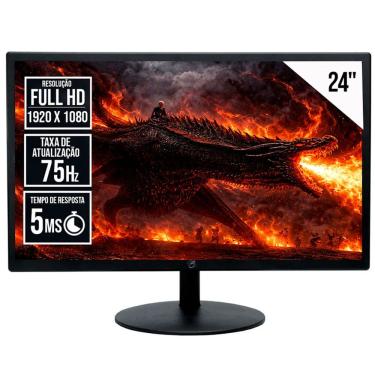 Imagem de Monitor LED Brazil PC 24" 24WR-75, Full HD 1920x1080, HDMI, VGA e VESA, Widescreen, 75Hz, 5ms - Preto
