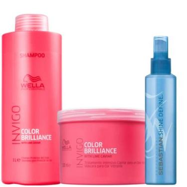 Imagem de Wella Color Brilliance Shampoo 1000ml + Mascara 500ml + Shine Define 2