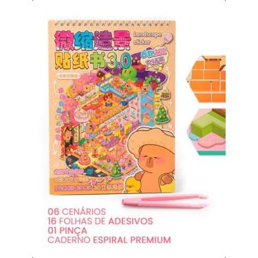 Imagem de Livro Caderno Adesivo Capivara 3D Cenários Pinça Mini Mundo - - Klizz,