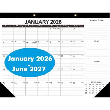 Imagem de Calendário de Mesa e Parede ZTX 2026-2027, 18 Meses, 43 x 30 cm