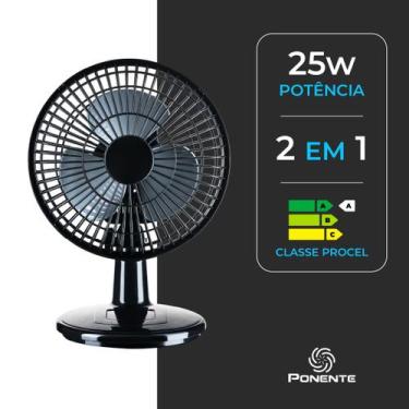 Imagem de Ventilador de Mesa Mini 20 cm Turbo Potente 3 Pás com Inclinação Verti