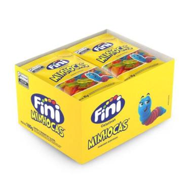 Imagem de Mini Bala de Gelatina Minhocas Doce Sabor Sordido 15g 12 Unidades Fini