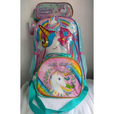 Imagem de kit escolar infantil unicornio mochila+ lancheira e estojo - yinddd