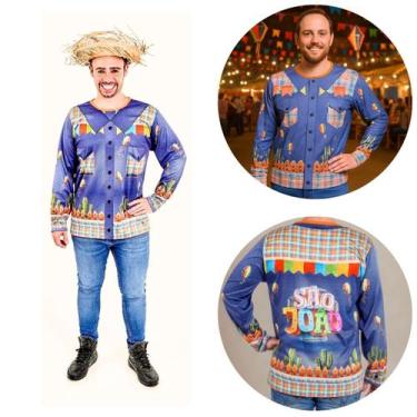 Imagem de Camisa Adulto Color Jeans São João Caipira Festa Junina - Anjo Fantasi