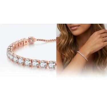 Imagem de Pulseira Riviera Feminina Luxo Zircônia Rose Cristal - MS CHOICES