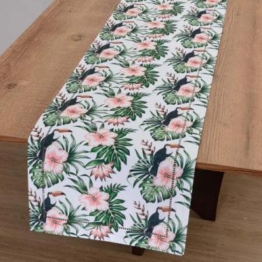 Imagem de Caminho de Mesa Retangular 40x85cm Glamour Tropical - Catran, Verde