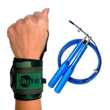 Imagem de Munhequeira Elástica Camuflada Skyhill e Corda de Pular Speed de Aço, 