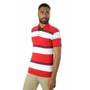 Imagem de Camisa Masculina Polo Ixória Malha Listrada Vermelho Branco - Ixoria, 