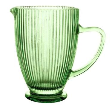 Imagem de Jarra de Vidro Canelada Versalhes Verde 1,3L Mesa Posta Água Suco Bebi