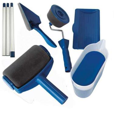 Imagem de Kit de Rolo de Pintura com Reservatório RE09 com 6 Peças Autocontido Recarregável 1L Lavável Snel Home
