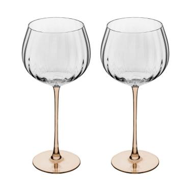 Imagem de Conjunto 02 Taças para Vinho Classic de Vidro 620ml com Haste Âmbar Uso Diário e Ocasiões Especiais Wolff