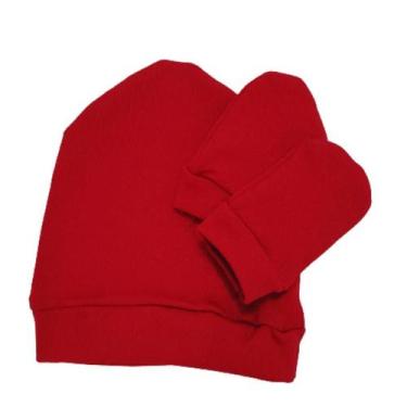 Imagem de Kit Touca Gorro e Luva Bebê Recém Nascido Canelado Liso Confortável - 
