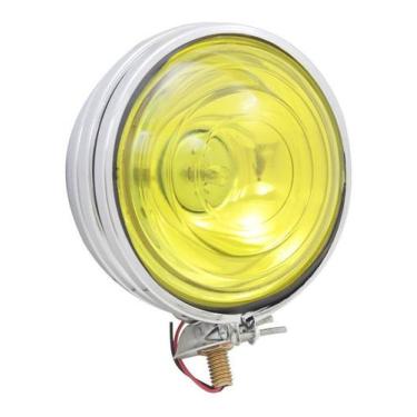 Imagem de Par de farol de milha 90mm redondo cromado lente amarela - Type R