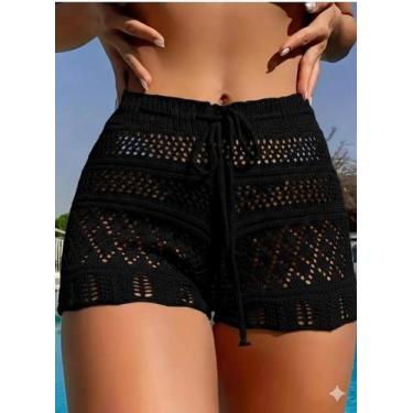 Imagem de Short de Praia Tricot com ajuste na cintura Confortável Férias - Genér