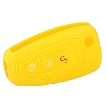 Imagem de YJADHU Porta-chaves de silicone flip masculino feminino porta-chaves capa para carro, adequado para Ford Focus Mk3 Mondeo Fiesta Kuga Ecosport Escape Range, amarelo