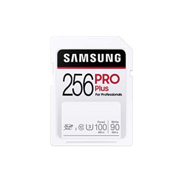 Imagem de Samsung Cartão de memória SD PRO Plus SDXC 256GB tamanho completo com adaptador, suporta vídeo UHD 4K, expansão de armazenamento para profissionais de mídia digital, fotógrafos, MB-SD256K/AM