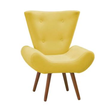 Imagem de Poltrona Decorativa Bella Pés Madeira Suede Amarelo