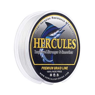 Imagem de HERCULES Linha de pesca trançada, não desbota, 328 Jardas Linhas de PE, 4 fios Linha de peixe multifilamento, 40 Libra Teste para água salgada e água doce, Branco, 40 Libra, 300m