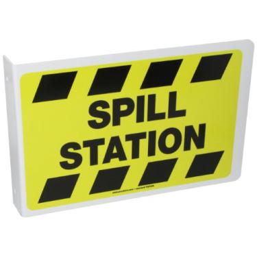 Imagem de Accuform Placa de projeção PSP220 90D, Legend"Spill Station", painel de 20,32 cm x 30,48 cm de espessura, plástico de alto impacto de 0,32 cm, furos de montagem pré-perfurados, preto sobre amarelo