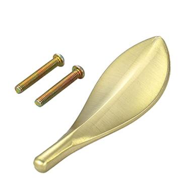 Imagem de Forma folha puxar punho Zing liga botão 75 / 90mm vintage antigo ouro europeu estilo mobiliário gaveta armário w/parafuso YYDFPIIA (Color : 75mm)