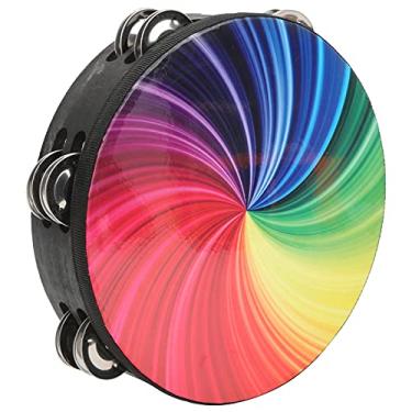 Imagem de Tambor de mão, pandeiro confortável com som nítido colorido para treinamento de ritmo (cor