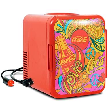 Imagem de Mini geladeira Coca Cola – geladeira para quarto, escritório, mesa portátil, refrigerador de bebidas, geladeira de 12 V 110 V para bebidas, refrigerante, vinho, leite materno, uso no carro, dormitório