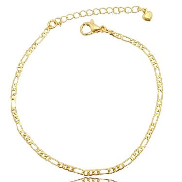 Imagem de Pulseira Corrente  Fígaro Fina Folheada a Ouro 18k Semijoia