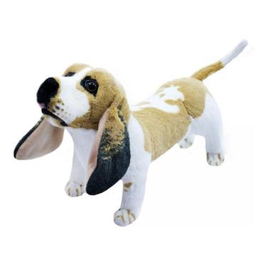 Imagem de  Cachorro Basset Hound Realista Em Pé 40cm Fofy Toys