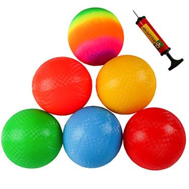 Imagem de Ogrmar 6 bolas de parque de 21,5 cm com 1 bomba manual para crianças e adultos, Dodge Ball, Kickball, Handebol, Acampamentos, Piquenique e Jogos de Escola