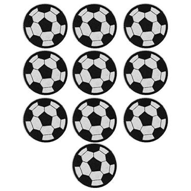 Imagem de Remendos bordados de bola de futebol, 10 unidades de remendos de futebol com ferro costurado para esportes de futebol costurado com pano para meias bolsas penduradas cal?as de artesanato