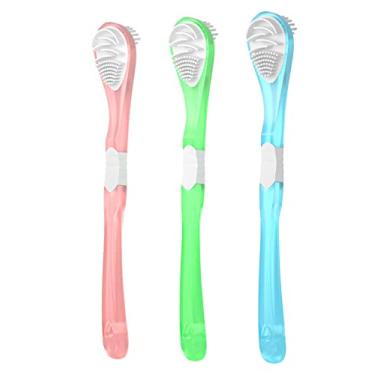 Imagem de Raspador de língua projetado de dupla face, escova de língua ultra-suave limpador de língua (pacote com 3)