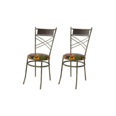 Imagem de Kit 2 Cadeiras De Jantar Estofada Em Aço Madrid - Decorlidi
