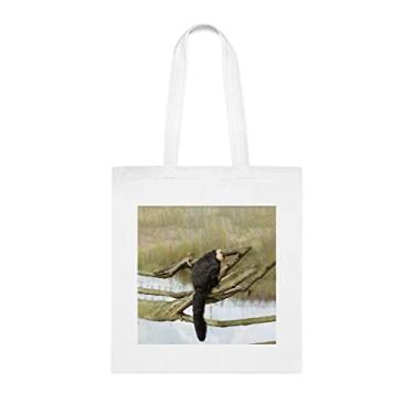 Imagem de Sacola Saki com rosto branco, Pithecia Pithecia Pithecia, presente divertido, bolsa de ombro, bolsas reutilizáveis, ideia de presente de cesta de Natal de aniversário, Branco